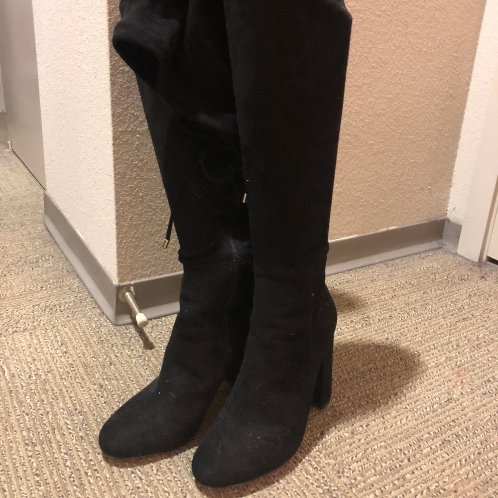 Lulus Black Over the Knee Boots Size 7.5